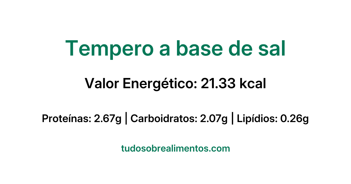 Informações Nutricionais: Tempero a base de sal